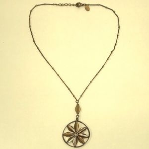 Vintage Bronze Flower Medallion Express Necklace